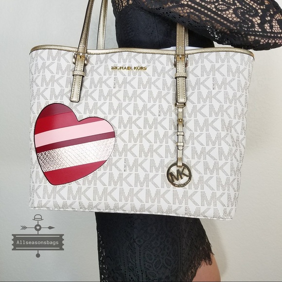 NWT Michael Kors Large Medium carryall hearts Tote - Picture 4 of 7